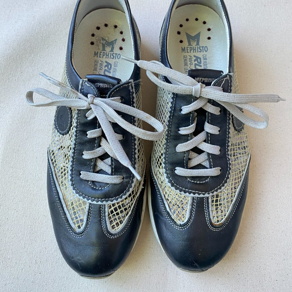 Mephisto Brown, Cream, Silver Snake Pattern Shock Absorbent Sneakers Size 7